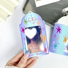 1 buah Pelindung Kartu Foto Idol Gradien Biru Y2K, Motif Hati & Bintang Buatan Tangan, Ukuran 3 Inci, IDOLME, Cocok untuk Foto Ukuran 3-3,5 Inci, Penyimpanan Kartu Album Idol, Wajib Dimiliki Penggemar Idol, Dapat Digunakan untuk Dekorasi Tas Ita, Gantungan Kunci, dll. - penutup kartu - View 3