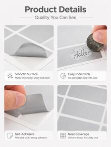 50pcs Large Capacity Scratch-Off Reveal Stickers, Silver DIY Scratch-Off Stickers, Self-Adhesive Reveal Stickers, Suitable For Cards, Gifts, Games, Rewards, Party Favors And Creative Crafts - A - View 3