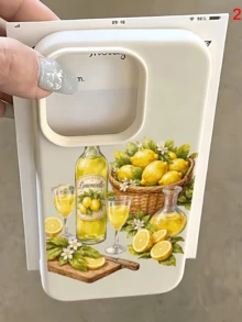 1件 白色水果籃檸檬盛宴個性化極簡全包覆TPU防震手機殼，適用於Apple 18 17 16 15 14 13 12 11 Pro Max，保護殼 Air，兼容三星系列 - 彩色 - 查看 2