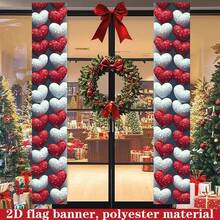 1pc 2D Flat Red & White Heart Theme, With Clear Water Droplet Texture Pattern, Made Of Polyester Material, No Power Required, Suitable For Indoor/Outdoor Various Holiday Scenes, Can Be Used As Porch Side Decoration, Photo Backdrop, Applicable For Holiday Events, Store Display, Decorating Warm And Romantic Atmosphere, Suitable For Valentine's Day And Winter Holiday Atmosphere - 1PC - View 6