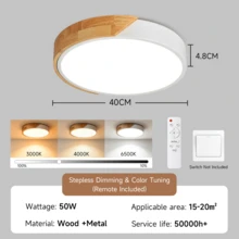 1pc Modern Minimalist LED Ceiling Light Fixture, Remote Control Semi-Recessed Metal Ceiling Light, Polypropylene Translucent Lampshade, 220V Hardwired Power Supply, No Battery Required, Living Room Bedroom Dining Room Study Indoor Home Ceiling Decorative Lighting - Ceiling Light With Wooden Frame - View 14