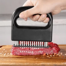 Pelunak Daging Stainless Steel 48 Jarum, Gagang ABS Hitam Anti Selip dengan Kunci Pengaman, Jarum Baja Tajam dengan Cepat Memecah Serat Daging, Cocok untuk Steak, Daging Sapi, Kalkun, Ikan, Berbagai Unggas untuk Memarinasi dan Memberi Bumbu, Alat Pra-pengolahan Dapur Rumah, Koki Keluarga Mudah Membuat Daging Empuk, Aksesori Memasak Daging Portabel dan Tahan Lama - MultiWarna - View 3