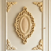 5pcs Solid Wood Carved Decorative Appliques And Corner Flowers, Suitable For Cabinets, Doors, Windows, Furniture, Background Walls, Porches, Offices, Holiday Decor, DIY Decoration - Multicolor - View 9