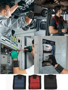 Wear‑Able Hardware Organizer Wrist Pouch, Practical Handyman Working Accessory, Hook‑Loop Fastening Wrist Band For Home Renovation And Furniture Assembly - Multicolor - View 4