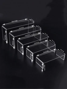 Transparent Acrylic Jewelry Display Stand, Figurine Model Storage Rack, Acrylic Tiered Display Shelf, Rectangular Acrylic Cosmetic Artwork Jewelry Storage Rack, Home Office Retail Store Desktop Decorative Shelf - Transparent - View 8