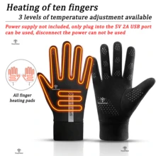 USB Heated Gloves, Warm Winter Gloves, Knitted Gloves, Available In Two Styles: Back Of Hand And Fingers Heating, Or Only Palm And Back Of Hand Heating. Perfect As A Warm Winter Gift For Parents And Friends. - Black - View 14