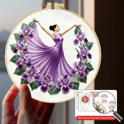 1PC 15*15cm/5.9*5.9in 20*20cm/7.9*7.9in, The Dancer Embroidery Kit, DIY Handmade Embroidery Set For Adult Beginners, Home Gift, Women's Sewing Gift, Including User Manual, Printed Pattern Fabric, Embroidery Frame, Needle And Thread.
