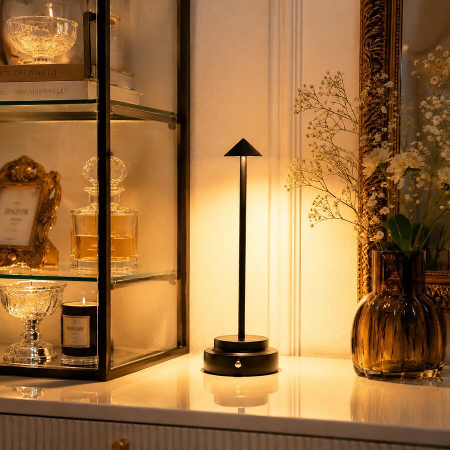 Touch Sensor Night Light, Built-In Rechargeable 1800mAh Lithium Battery - Adjustable 3-Color Lighting, Ambient Lighting, Metal Body, Portable Multi-Scene Placement, Suitable For Living Room/Bedroom/Dining Room/Hallway/Entrance - Desk Lamp - View 1
