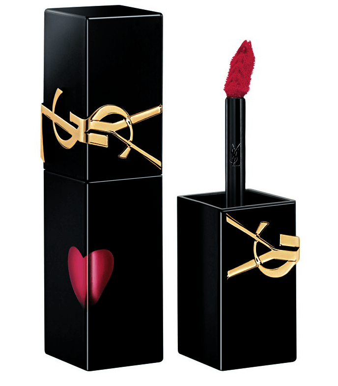 YSL Saint Laurent Heart Black Tube Mirror Lip Gloss 5.5ml #416#440#610#620#611#622#443 | Heart Limited Edition Embossed Design Mirror Watery Glass Lips Fast Film-Forming Non-Sticky Long-Lasting Color