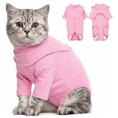 Post-Surgery Cat (Spay/Neuter Specific) Zippered Medical Cat, Soft Protective Top, Breathable Cat Post-Surgery Clothing With Sleeves, Anti-Licking Protective Cover, Alternative To Elizabeth Collar, Effectively Reduces Stress Response, Protects Abdomen And Wounds