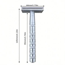 Men's Metal Manual Safety Razor, 30° Precision Design Double-Sided Vintage Reusable Shaving Razor, Vintage Style Men's Beard Trimmer, Suitable For Trimming Beard And Mustache, Portable Design, Smooth Shaving, Can Be Used As Father's Day, Christmas And Halloween Gift Set (Blades Not Included) - Silver - View 12