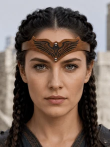 1pc Adjustable PU Leather Headband Viking Warrior Crown Eagle Wing Pattern Medieval Fantasy Costume Accessory For Women LARP Role Play Renaissance Festival Halloween Holiday Outfit - Headdress - View 1