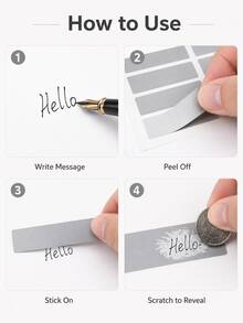 50pcs Large Capacity Scratch-Off Reveal Stickers, Silver DIY Scratch-Off Stickers, Self-Adhesive Reveal Stickers, Suitable For Cards, Gifts, Games, Rewards, Party Favors And Creative Crafts - A - View 5