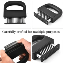 Pelunak Daging Stainless Steel 48 Jarum, Gagang ABS Hitam Anti Selip dengan Kunci Pengaman, Jarum Baja Tajam dengan Cepat Memecah Serat Daging, Cocok untuk Steak, Daging Sapi, Kalkun, Ikan, Berbagai Unggas untuk Memarinasi dan Memberi Bumbu, Alat Pra-pengolahan Dapur Rumah, Koki Keluarga Mudah Membuat Daging Empuk, Aksesori Memasak Daging Portabel dan Tahan Lama - MultiWarna - View 10