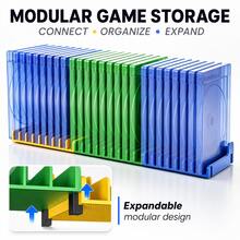 Modular Video Game Storage Rack, Expandable Game Case Organizer With Connectable 9-Slot Modules, Color-Coded Display Holder For Gaming Collections, Compatible With P5/P4/XB Series X|S/Switch Game Cases, Gaming Room Desk Setup Accessory - View 1