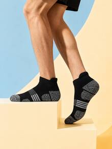 1/5 Pairs Men's Sports Short Socks, Outdoor Fitness Running Socks, Terry Bottom Non-Slip Cushioning Comfortable Soft, Suitable For Teenagers And Adults - Multicolor - View 2