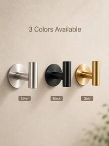 3pcs Stainless Steel Self-Adhesive Wall Hooks, No Drilling Required, Suitable For Bathroom, Entryway, Kitchen, Closet, Hanging Storage Organization, Space-Saving, Home Storage, Waterproof, Rust-Proof, Modern Minimalist Design, Gold/Silver/Black Optional - View 8