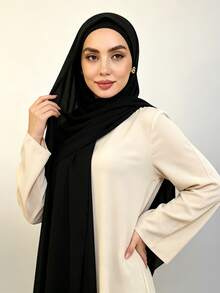 1pc Women's Solid Color Muslim Hijab Shawl - Multicolor - View 14