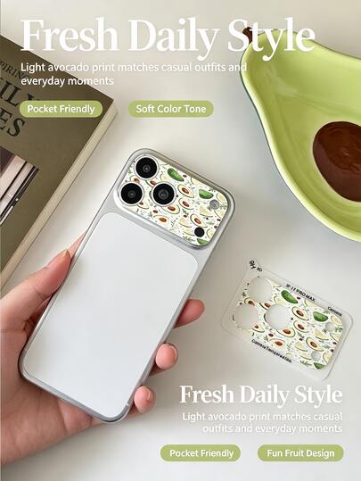 1pc Cute Avocado Fruit Pattern 9H Hardness Camera Lens Protector Film Stylish Full‑Wrap 9H Hardness Compatible With IPhone 18 17 Pro Max Accessories Back Lens Anti Fall Explosion Proof Bubble Free Automatic Adsorption Easy Installation Scratch-Resistant Protector Film Accessories Compatible Phone Case.
