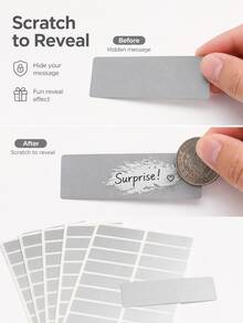 50pcs Large Capacity Scratch-Off Reveal Stickers, Silver DIY Scratch-Off Stickers, Self-Adhesive Reveal Stickers, Suitable For Cards, Gifts, Games, Rewards, Party Favors And Creative Crafts - A - View 4
