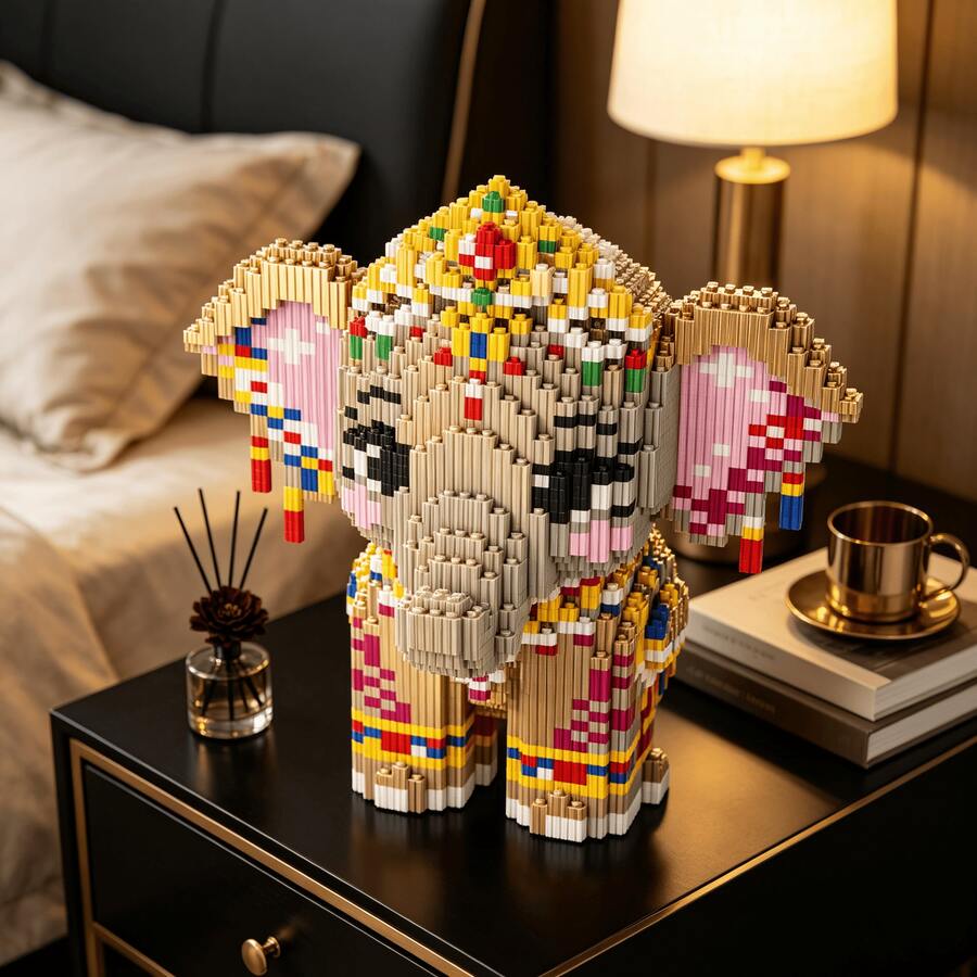This 3467-Piece Building Block Crown Elephant Is Adorable And Cute, Making It A Perfect Gift And An Excellent Choice For Couples And Parents. The Assembly Difficulty Is High. It's A Perfect Gift For Christmas, Halloween, And The Back-To-School Season. - Multicolor - View 1