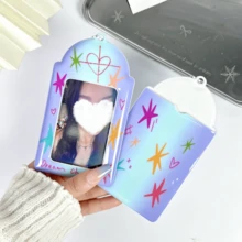 1 buah Pelindung Kartu Foto Idol Gradien Biru Y2K, Motif Hati & Bintang Buatan Tangan, Ukuran 3 Inci, IDOLME, Cocok untuk Foto Ukuran 3-3,5 Inci, Penyimpanan Kartu Album Idol, Wajib Dimiliki Penggemar Idol, Dapat Digunakan untuk Dekorasi Tas Ita, Gantungan Kunci, dll. - penutup kartu - View 4