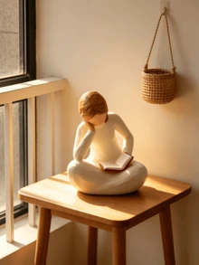 1pc Resin Reading Girl Statue, Modern Minimalist Bookshelf And Desktop Decor, Suitable For Home, Living Room, Entryway, Bedroom, Study, Office Desktop Decoration, Special Graduation Gift - Girl Reading Book - View 5