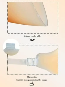 1pc Spaghetti Strap Spoon-Shaped Silicone Breast Pad With Transparent Adjustable Detachable Neck Strap, Self-Adhesive Support Padding, Lightweight Soft Camisole, Sleeveless Dress And Exposed Neckline Daily Wear, Suitable For Adjustable Neckline Invisible Push-Up Bra, Soft Inner Layer For Skin Care, Perfect For Party Dresses And Everyday Wear - Thick style - View 5