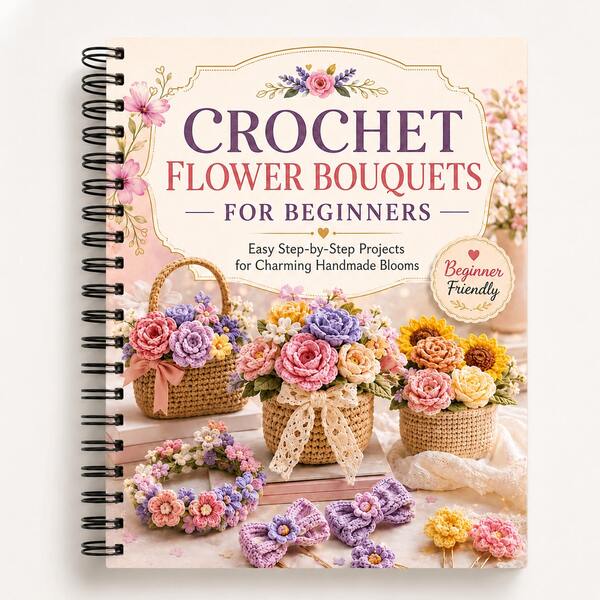Beginner Crochet Bouquet Knitting Tutorial Notebook, Multiple Yarn Simulated Bouquet Making Diagrams, Step-By-Step Illustrated Teaching, Simple And Easy To Understand, Suitable For Zero-Based Handicraft Enthusiasts, Can Make Eternal Knitted Floral Art, Decorative Flower Baskets, Flower Hair Accessories, Black Double-Ring Binding Supports Flat Lay Viewing, Home Leisure DIY Handicraft Creation Tool Book, Self-Made Gift Bouquet Reference Guide, Yarn Knitting Handmade Inspiration Manual, Create Everlasting Handmade Knitted Floral Art