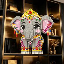 This 3467-Piece Building Block Crown Elephant Is Adorable And Cute, Making It A Perfect Gift And An Excellent Choice For Couples And Parents. The Assembly Difficulty Is High. It's A Perfect Gift For Christmas, Halloween, And The Back-To-School Season. - Multicolor - View 10