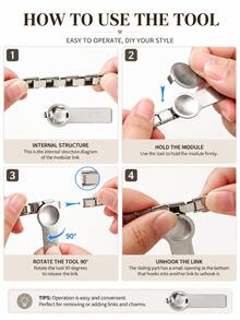 1 buah Gelang Modular Pesona Italia dari Baja Tahan Karat Mengkilap Warna Perak & Emas, Perhiasan Tangan Serbaguna yang Dapat Dilepas Sendiri, Hadiah Fashion yang Dipersonalisasi untuk Wanita - MultiWarna - View 5