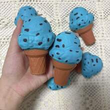 1pc Cross-Border Hot-Selling Realistic Blue Ice Cream Shaped Squishy Toy, Soft And Slow Rebound Stress Relief Squeeze Toy, Suitable For Teenagers, Couples, Office Workers - Multicolor - View 7