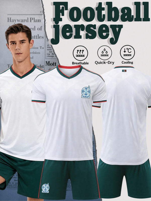 Men's Football Jersey Set, Breathable Comfortable Fashionable Outdoor Sports World Cup Football Outfit, Spring/Summer