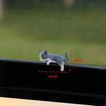 1pc Cute Cat Car Dashboard Ornament, ABS Material, Cartoon Mini Car Accessory Decoration, Suitable For Car And Screen Display - A - View 10