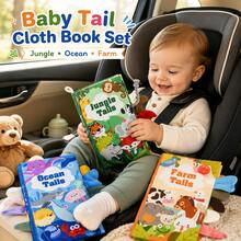 1pc Baby Early Learning Cloth Book 3D Tail Design With Crinkle Paper And BBi Squeaker, Suitable For Baby Tracking, Listening, Visual Learning, Cognitive Development And Sensory Activities - Multicolor - View 4