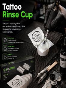 POSEIDON 30 Pcs Tattoo Rinse Cups‑Disposable Soaking Foam, For Cleaning Tattoo Needles, Boxed Tattoo Cleaning Cup Supplies - View 2