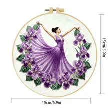 1PC 15*15cm/5.9*5.9in 20*20cm/7.9*7.9in, The Dancer Embroidery Kit, DIY Handmade Embroidery Set For Adult Beginners, Home Gift, Women's Sewing Gift, Including User Manual, Printed Pattern Fabric, Embroidery Frame, Needle And Thread. - The Dancer - View 6