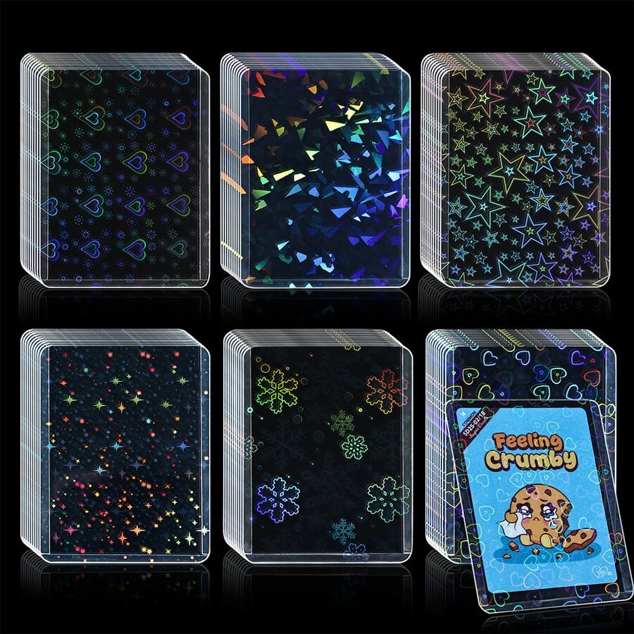 10pcs Holographic Hard Card Sleeves - Laser Card, Game Card Protective Covers, Waterproof High-Quality Holographic Hard Card Sleeves - Star Card/Game Card PKM, PTCG, TCG, TGO Music Festival Best Collection Card, Gift Accessories - Multicolor - View 1