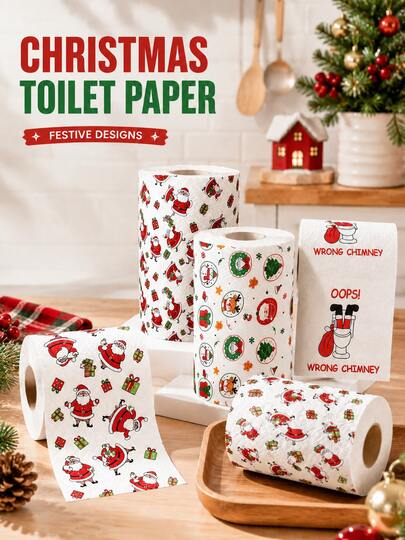 1 Rollo de Papel Higiénico con Patrón de Papá Noel, Caja de Regalo con Renos Rollo Feliz, Servilleta Multiusos para Baño y Cocina, Centro de Mesa Navideño, Suministros para Fiesta de Navidad, Decoración del Hogar de Invierno 2026, Regalo Creativo para Fiesta de Año Nuevo
