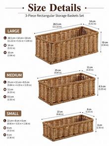 1pc Faux Wicker Storage Basket, Rectangular Desktop Organizer, Essential Home Storage Box For Remote Control, Seasoning Bottles, Bathroom And Kitchen Sundries - Multicolor - View 8