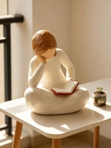 1pc Resin Reading Girl Statue, Modern Minimalist Bookshelf And Desktop Decor, Suitable For Home, Living Room, Entryway, Bedroom, Study, Office Desktop Decoration, Special Graduation Gift - Girl Reading Book - View 6