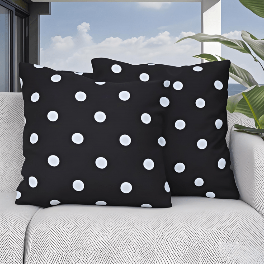 1pc Number Print Pillowcase, Black And White Polka Dot, Modern Style, Suitable For Sofa, Bedroom, Patio Home Decor - Black and White - View 9