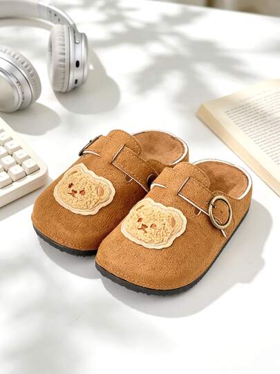 HAHABOBO Children's Cartoon Bear Head Slippers, Suitable For Indoor And Outdoor, Can Be Used As Vacation, Camping, Gathering Shoes, Retro Casual Soft Sole Kids Shoes