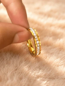 304 Stainless Steel 18K Gold Plated Minimalist Premium Ring, Suitable For Men And Women Polished Minimalist Wedding Ring, Waterproof Anti-Fading Anti-Allergic Comfortable Ring, Birthday Valentine's Day Gift And Daily Wear - Gold 4 - View 4
