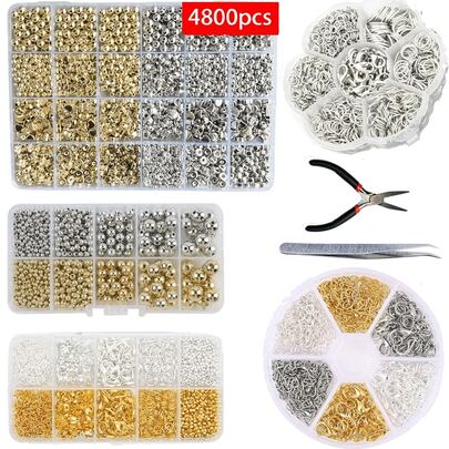 Espaciador de cuentas dorado & plateado con rejilla de 24/10/7/6, adecuado para hacer pulseras y collares, accesorios de joyería para pendientes, broches y otros accesorios
