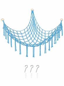 1pc Back To School Large Plush Doll Storage Net/Hammock, 55 Inch Doll Hammock, Macaron Color Plush Corner Hanging Net, Mesh Hammock With Hooks, Bedroom Living Room Plush Storage Rack, Linen Woven Plush Net, Plush Storage Bag, Large Plush Net - Multicolor - View 15