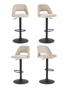 Goeurvant Nordic Height Adjustable Bar Stools 360° Swivel Kitchen Island Chair With Hollow Back And Counter Stools With Footrest For Bistro Café Breakfast Bar-Beige Textured Fabric - Beige Textured Fabric - View 9