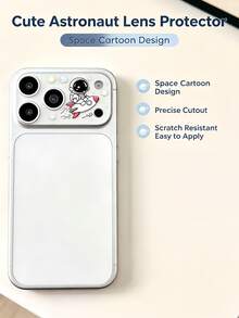 1pc Cute Astronaut Rocket Space Pattern 9H Hardness Camera Lens Protector Film Stylish Full‑Wrap Lens Compatible With IPhone 18 17 Pro Max Accessories Back Lens Anti Fall Explosion Proof Bubble Free Automatic Adsorption Easy Installation Scratch-Resistant Protector Film Accessories Compatible Phone Case. - Astronaut - View 3