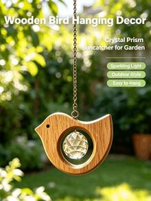 Wooden Bird-Shaped Light-Catching Hanging Decor, Refractive Light Window Hanging Ornament, Suitable For Indoor Home, Garden And Yard Decoration - Multicolor - View 1