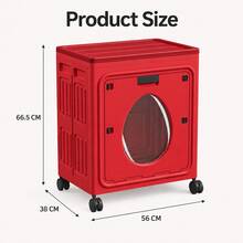 Foldable Clothes Storage Box Cabinet, Large Capacity Bedroom Wardrobe Organizer Box With Flip-Top Front Door For Clothes And Blankets - Red - View 8